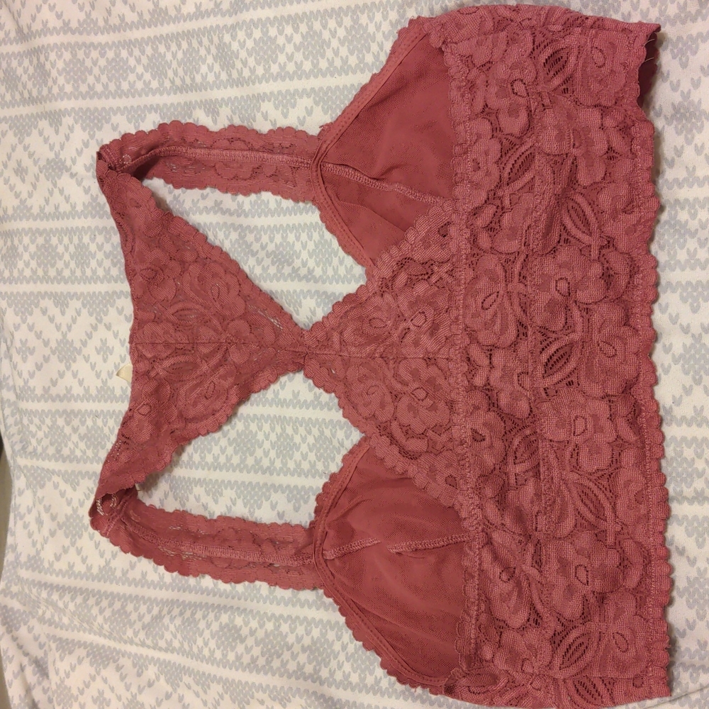 Free People, 3 pairs of lace bralettes, size S, in pink, blue, orange. Like new - Picture 10 of 10